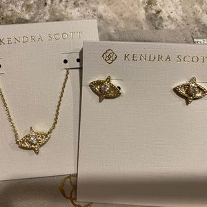 Kendra Scott evil eye earrings and necklace NWT
